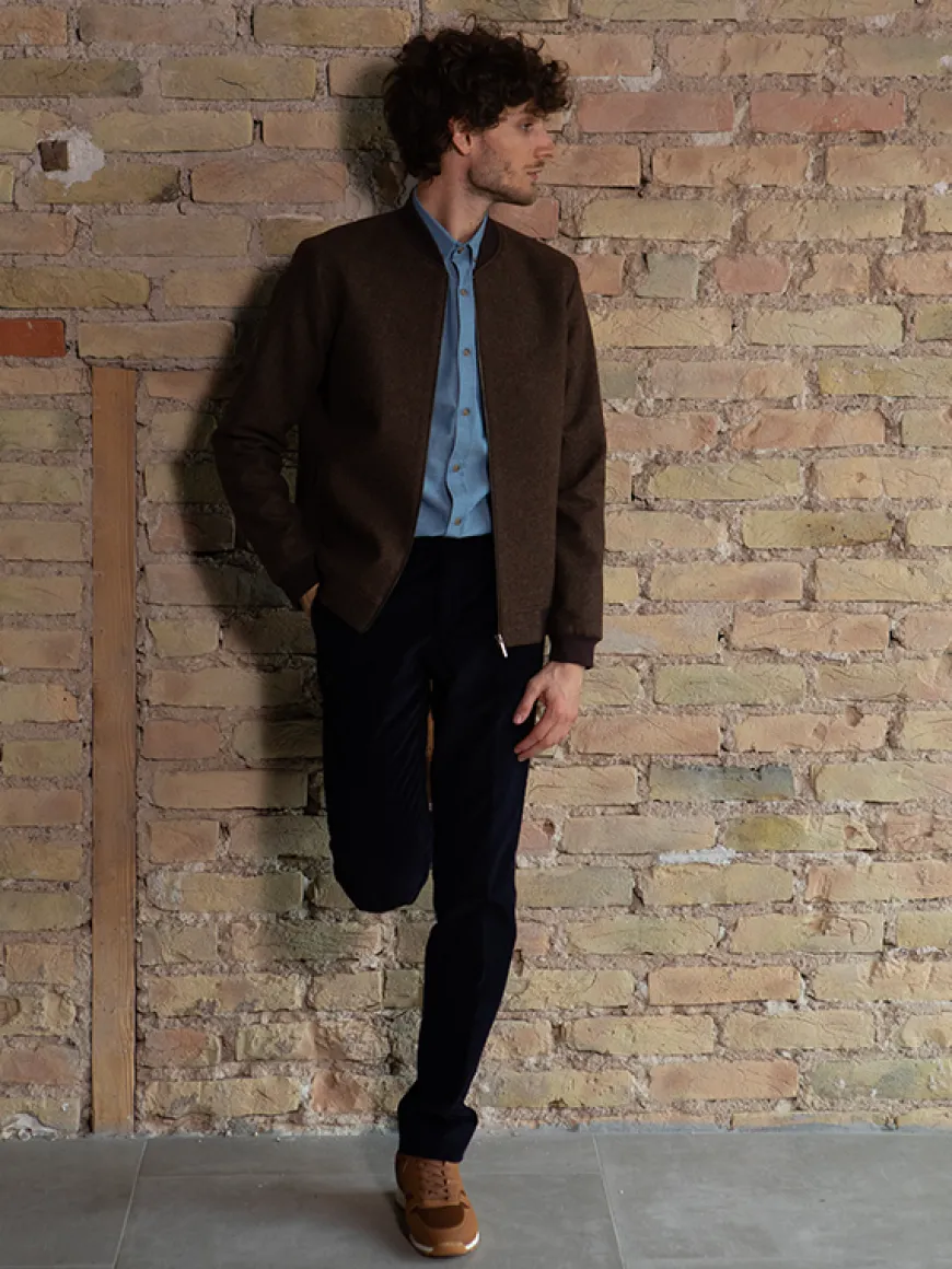 Bomber James en laine non teinte foncée