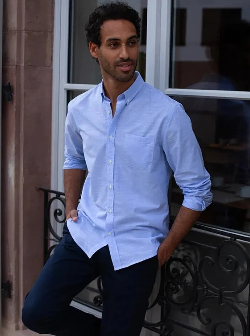 Chemise chambray Émile bleu ciel