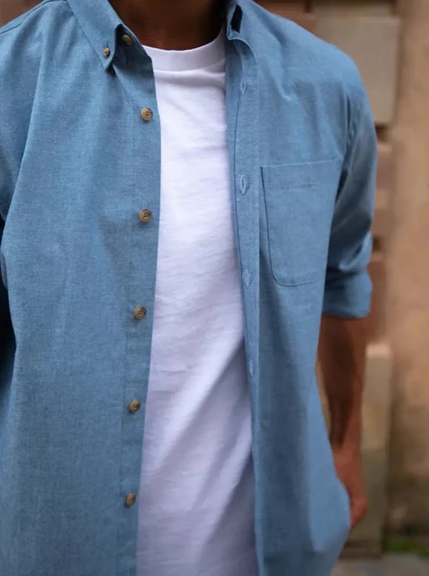 Chemise chambray Émile bleu clair