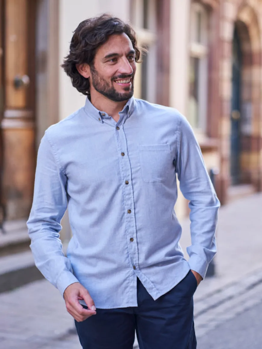 Chemise en flanelle Émile bleu ciel