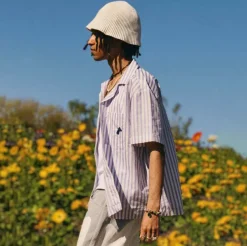Chemisette upcyclée rayures Lavande