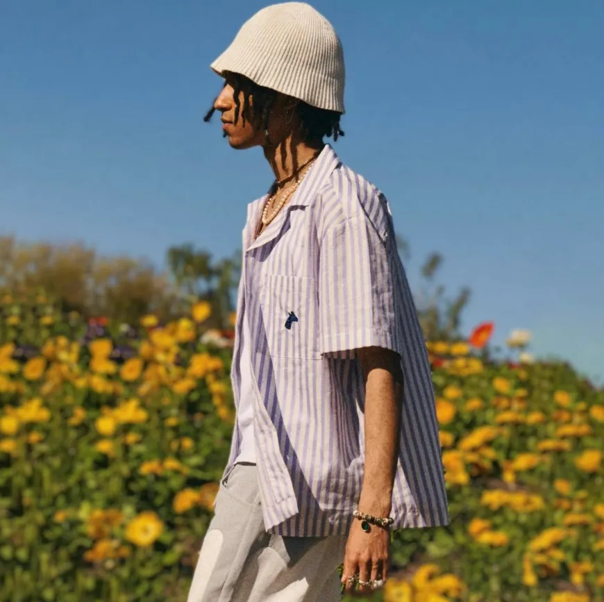 Chemisette upcyclée rayures Lavande