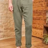 Jogpant Gaston coton et lin kaki