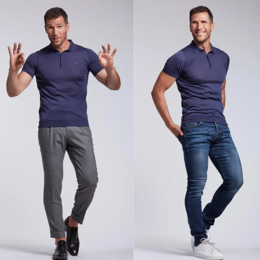 Polo sportif Arguin bleu denim