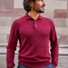 Pull en laine col polo Jonas bordeaux