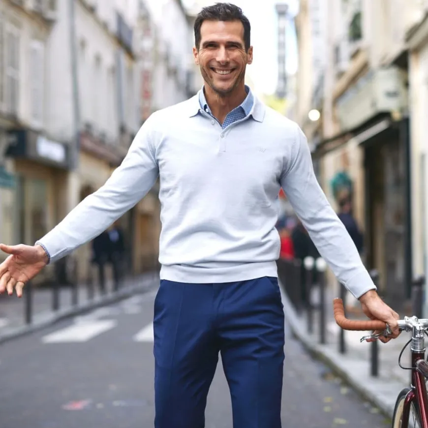 Pull sportif Amsterdam gris perle