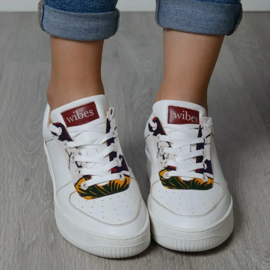Sneakers Rétro Floral Tonal