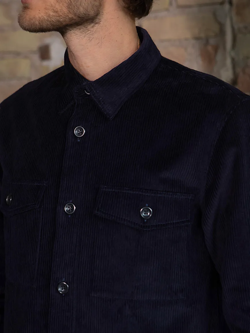 Sur-chemise Zach corduroy bleu marine
