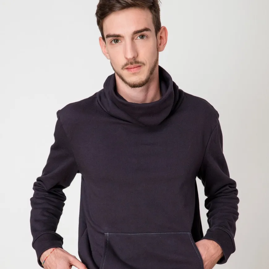 Sweat col haut navy