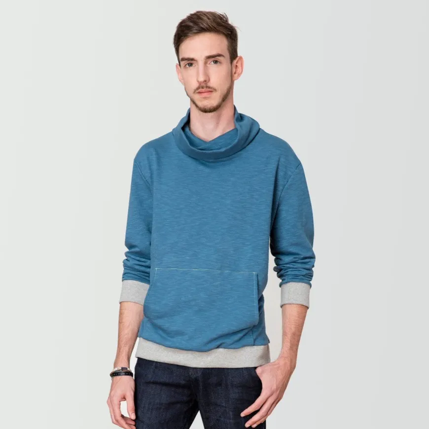Sweat col haut turquoise