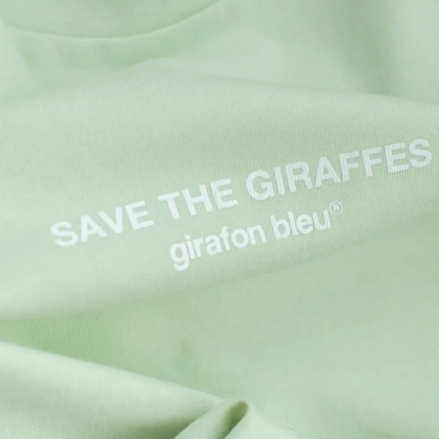 Tee-shirt bio vert pistache "Save The Giraffes"
