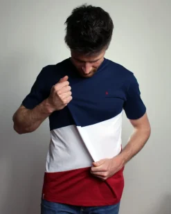 T-shirt Diagonal Bleu, Blanc, Rouge